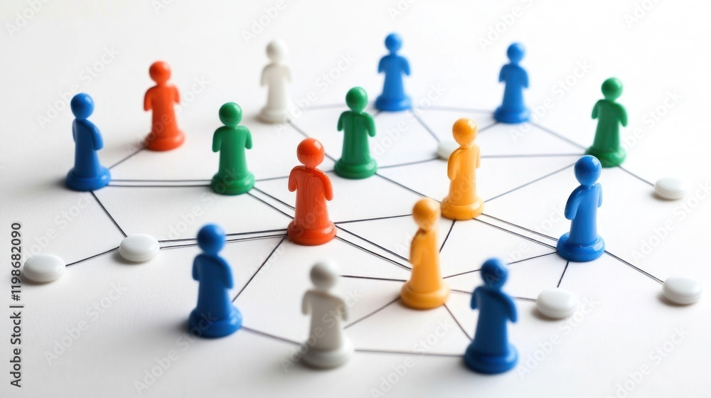 Poster networking with global communication themes on solid white background
