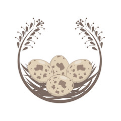quail egg farmer logo icon vector concept design