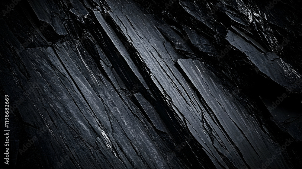 Poster dark slate rock texture background shows natural stone formation with rough and uneven surface.
