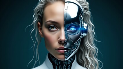 A beautiful robot lady combined with modern ai technology