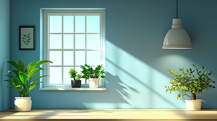 Sunny Room With Plants and Window Light