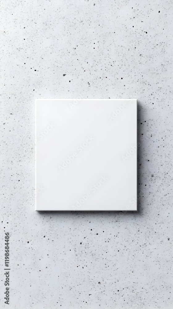 Aufkleber blank white square canvas on textured concrete wall for display or presentation purpose.