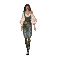 Fototapeta premium Digital fashion design illustration Woman soldier fantasy 