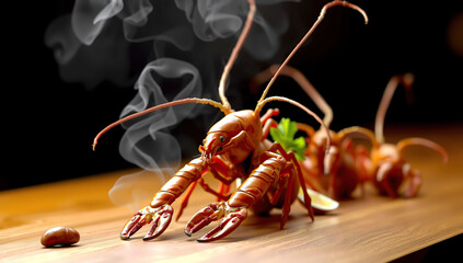 crawfish food on black background. Generative AI