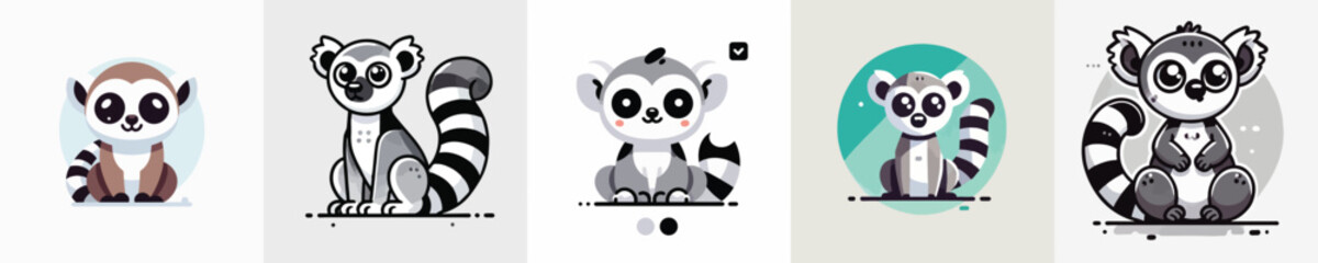 vector set of cute lemurs
