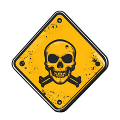 Warning Sign with Toxic Skull and Crossbones Icon