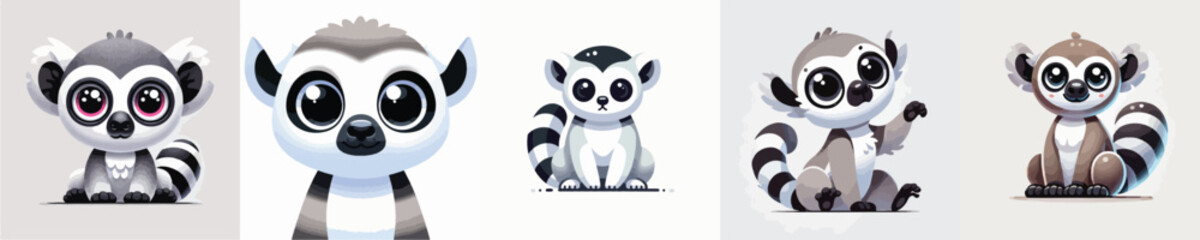 vector set of cute lemurs © sarah16blakeyxh2