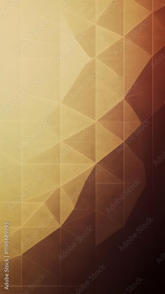 Poster abstract background with low poly triangles and textured gradient in brown and gold hues