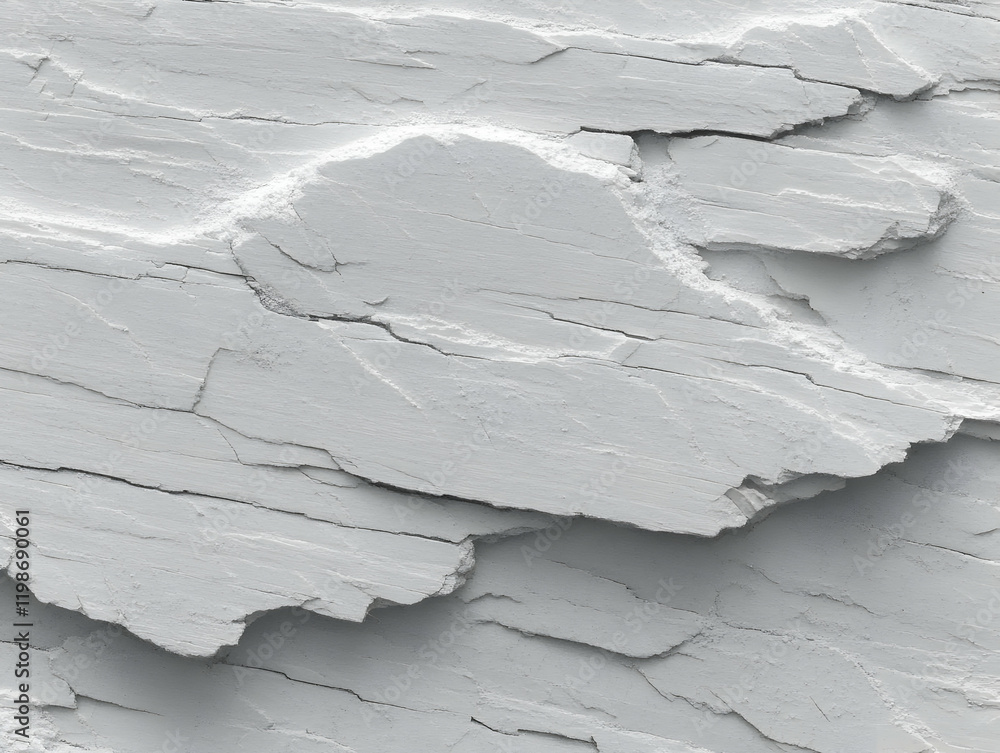 Poster white cracked surface texture shows rough layers with damaged, broken patterns and abstract backgrou