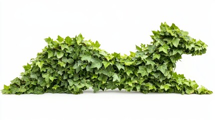 Obraz premium Lush green ivy plant, isolated on white. A unique animal shape formed by cascading green leaves, creating a natural artwork with cascading greenery.