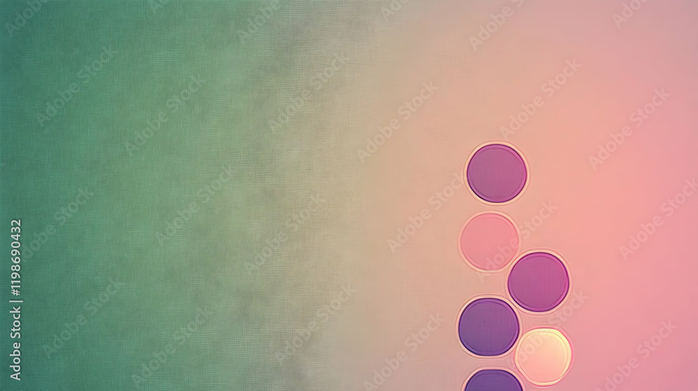 Poster abstract background with colorful circles gently arranged on a textured canvas