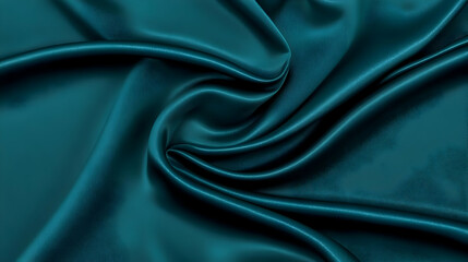 Obraz premium Teal Silk Fabric Flows and Gathers Elegantly, Creating Luxurious Drapes