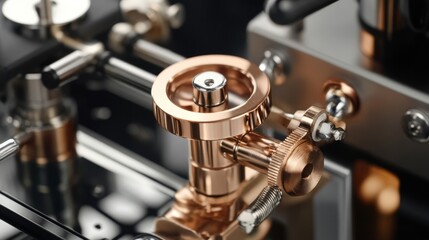 Close-up of a Copper and Silver Valve on a Machine