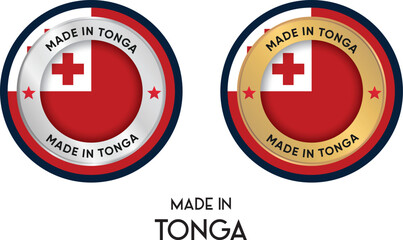 Made in Tonga. Premium labels, stickers, pointer, badge and symbol of Tonga flag icon. Collection vector illustration