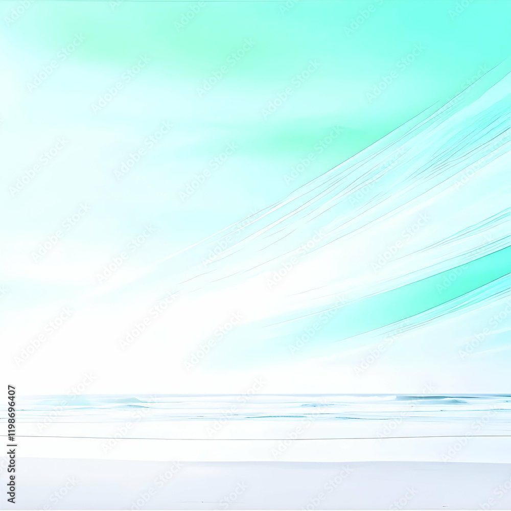 Poster abstract background with soft blue and green gradient, featuring diagonal lines and subtle waves