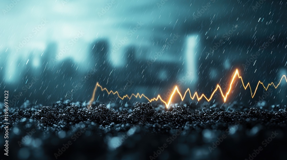 Poster lightning bolts in financial data visualizations: a holographic projection of financial data with li