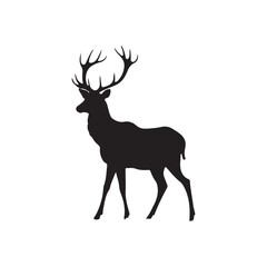 Elegant Black Deer Outline Design. deer silhouette vector