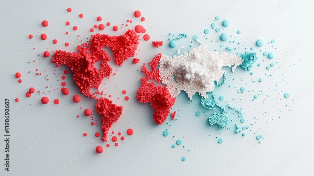 Aufkleber dotted world maps: an animated dotted world map showing dynamic data changes over time, visualizing 