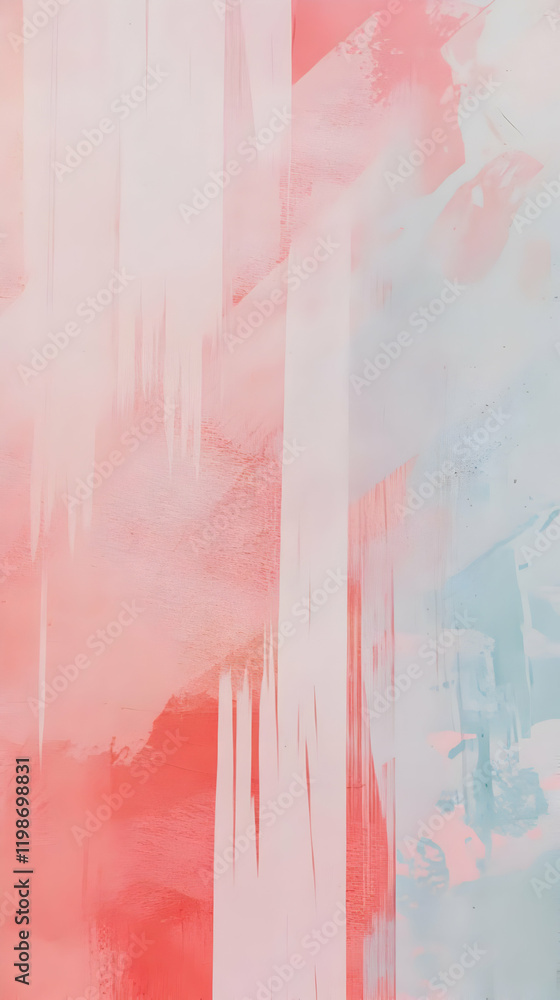 Poster abstract background shows pink and white paint strokes with soft blending and texture.