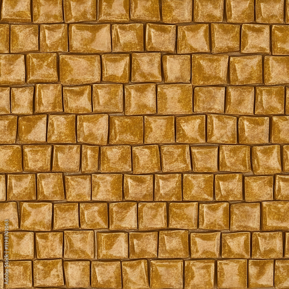 Aufkleber golden ceramic tiles form a seamless textured background with a repeating pattern.