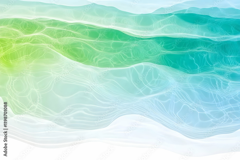 Poster abstract water background flows smoothly with gradient colors and ripples in shades of green and blu