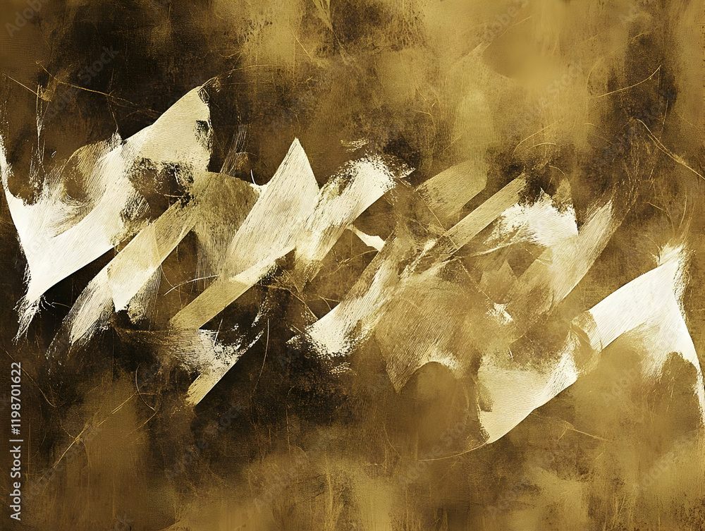 Aufkleber abstract background with gold and white brushstrokes creates dynamic visual flow dynamically.