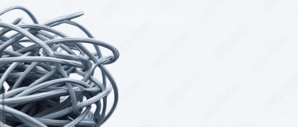 Poster tangled string on a white background