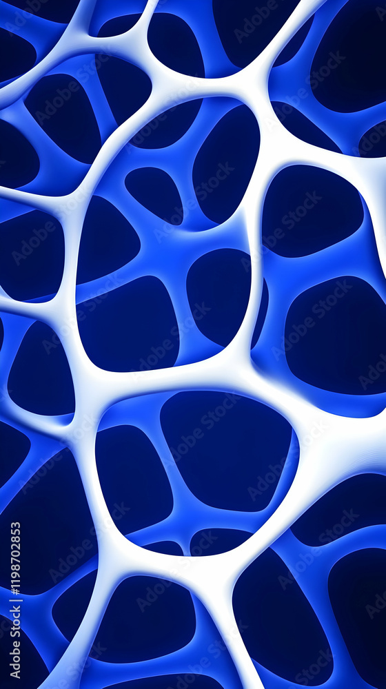 Poster 3d abstract white and blue interconnected structure creates a complex network design