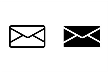 Envelope mail icon set. newsletter web buttons. close email letter outline vector symbol. flat thin e-mail pictogram on white background. send mail message line sign. Communication, Messaging, Social