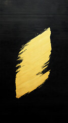 Gold Paint Stroke on Black Wood Background Creates Dramatic Contrast and Texture