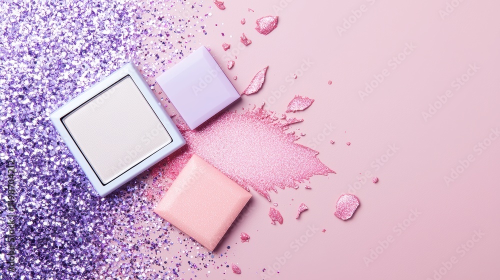 Poster iridescent gradients: shimmering pearlescent pink transitioning into light lavender with a noise eff