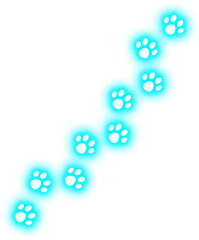 Neon Paw Footprints