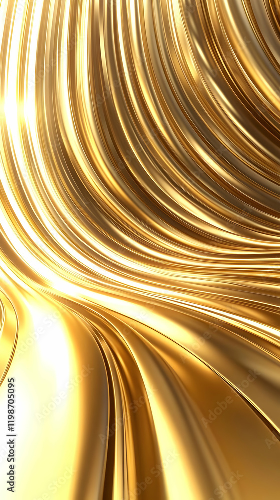Poster abstract golden waves background flows smoothly and elegantly with luxurious metallic texture.