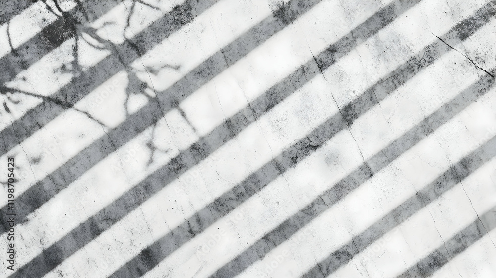 Aufkleber diagonal shadows cast on a textured white wall with a subtle branch overlay, creating an abstract de