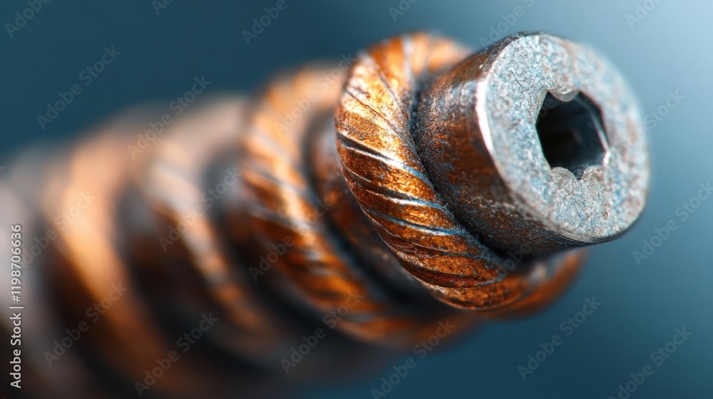 Poster close-up of a rusty screw with copper threads
