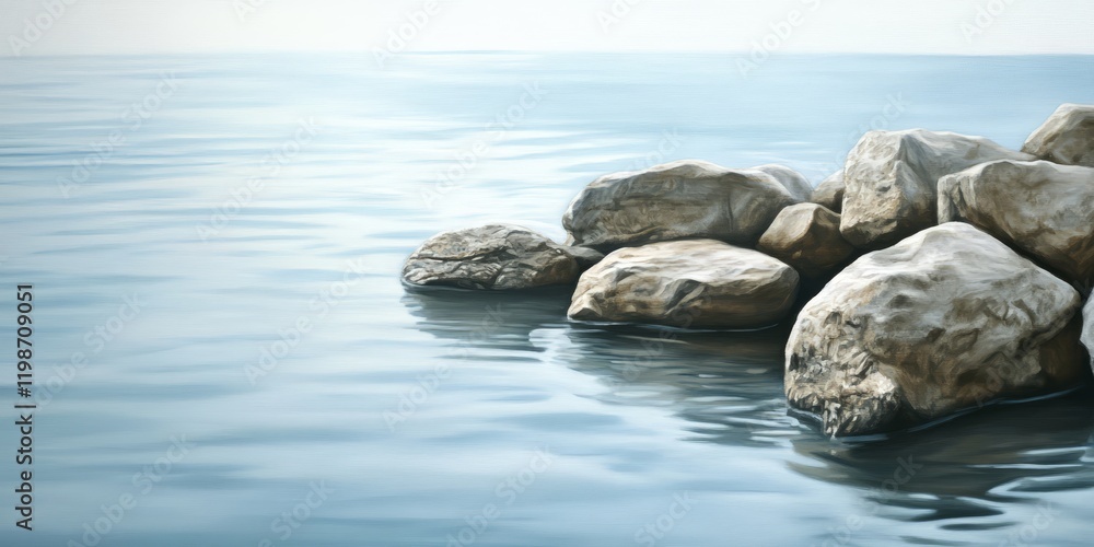 Poster rocks elegantly contrasted by silky smooth water create a serene natural scene, highlighting the bea