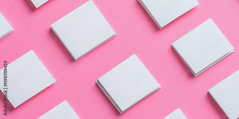 Aufkleber blank white business cards displayed on a pink background create an ideal mockup for branding identi