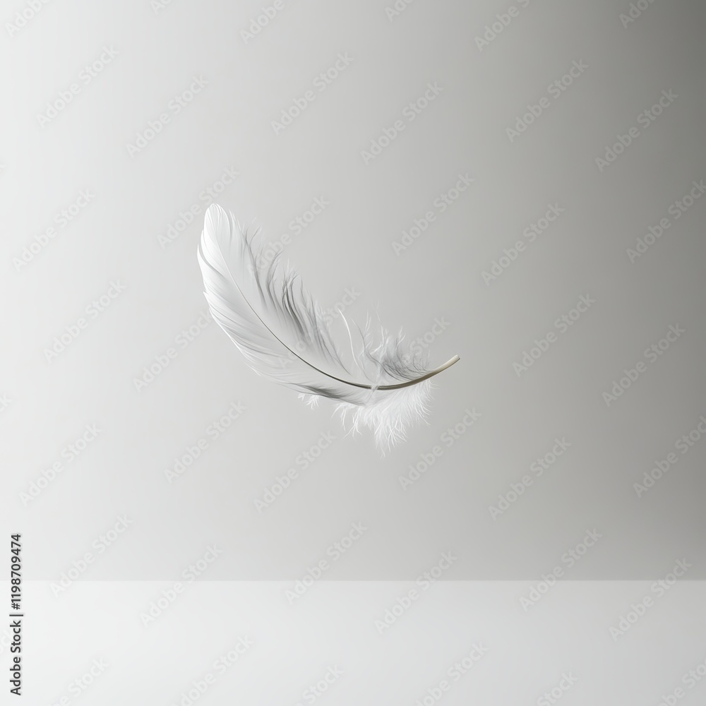 Aufkleber a white feather is floating in the air. the feather is light and delicate, and it seems to be floati