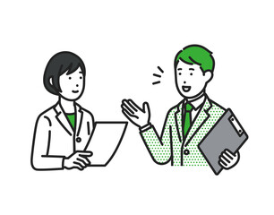 会話をする男性と女性