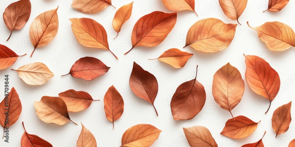 Poster autumn creative composition featuring dried leaves arranged on a white background. this fall concept