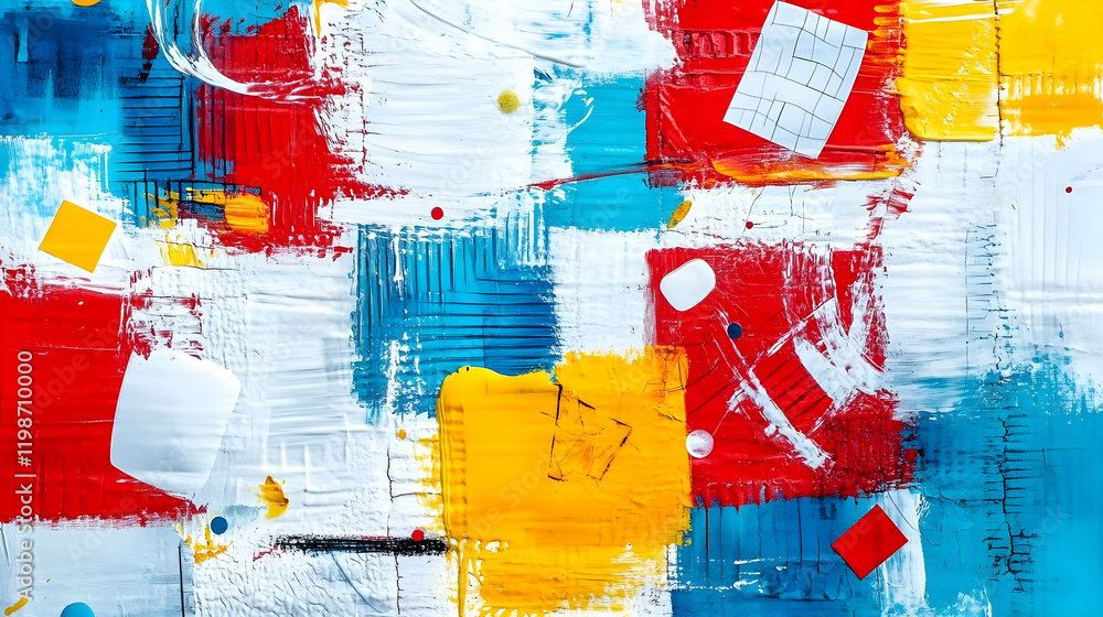 Poster abstract painting explores vibrant colors and bold brushstrokes dynamically on canvas with texture a