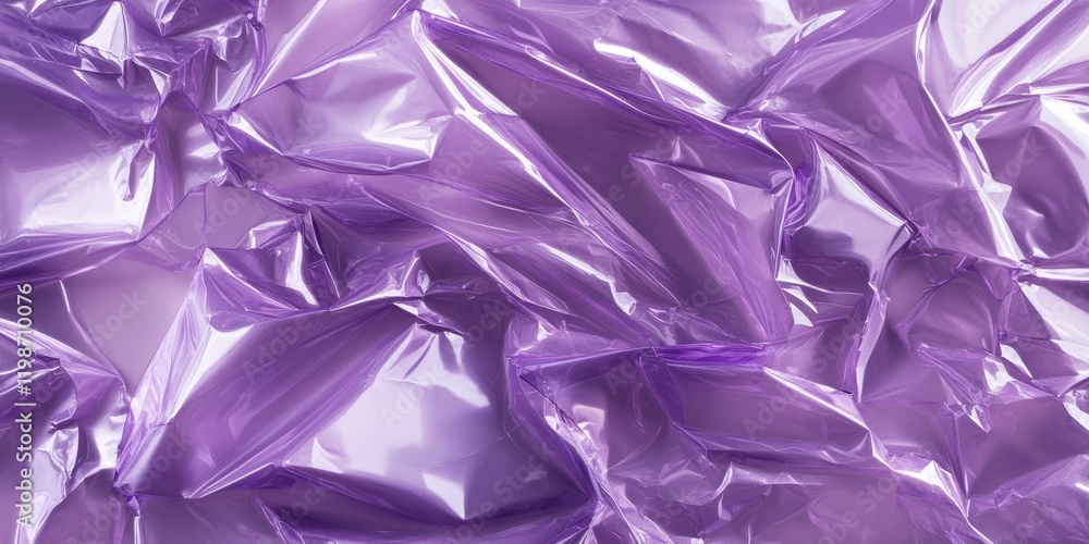 Poster crumpled lilac plastic texture showcases a unique and vibrant surface created by a piece of cellopha