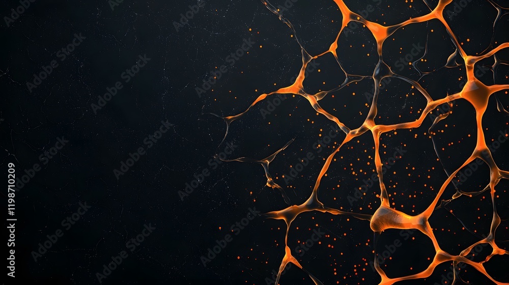 Poster the image shows a dark background with a network of orange, branching lines resembling veins or neur