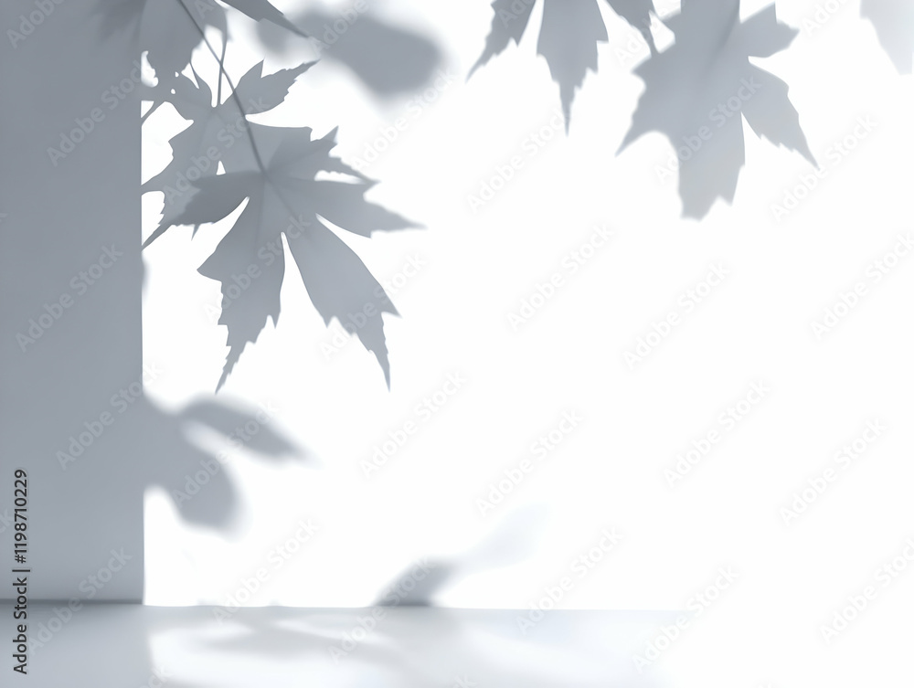 Poster abstract background with leaves shadow overlaying effect, creating calm atmosphere
