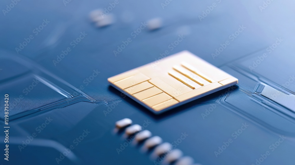 Poster close up of a microchip on a circuit board