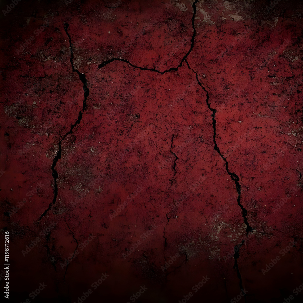 Aufkleber dark red cracked surface texture background with vignette effect
