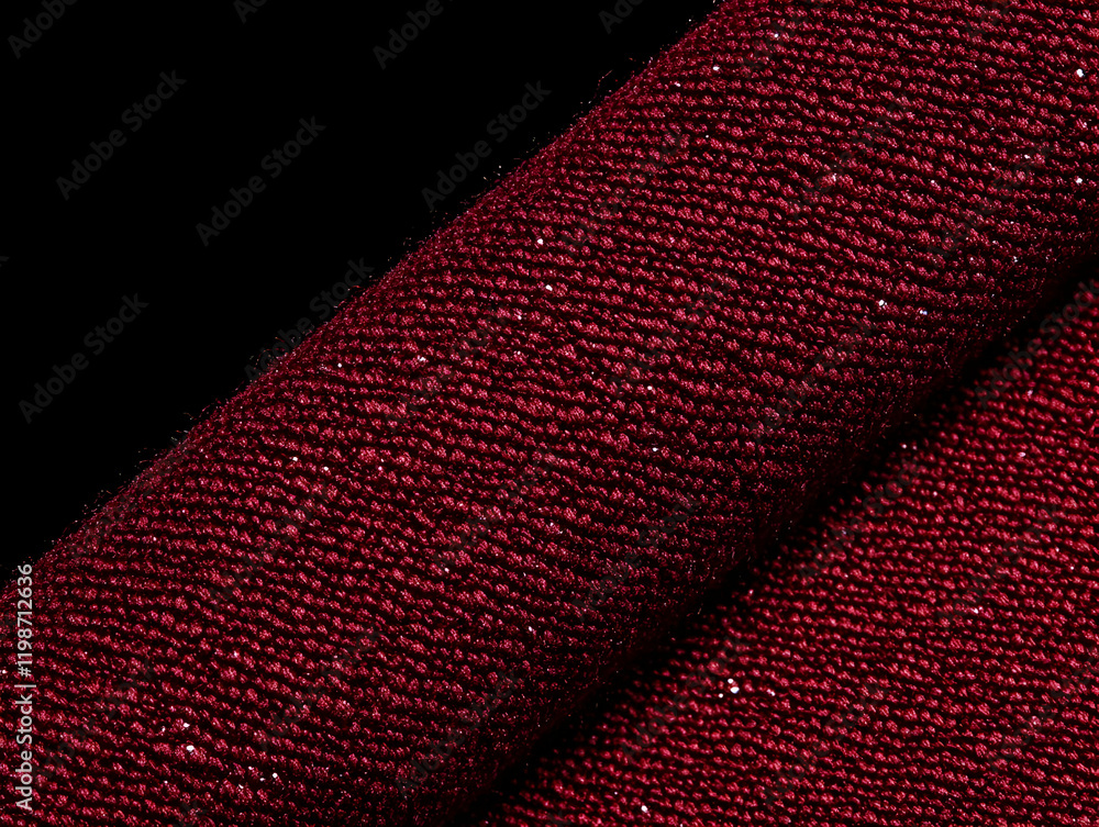 Poster sparkling red fabric folds elegantly, creating a textured background with subtle shimmer.