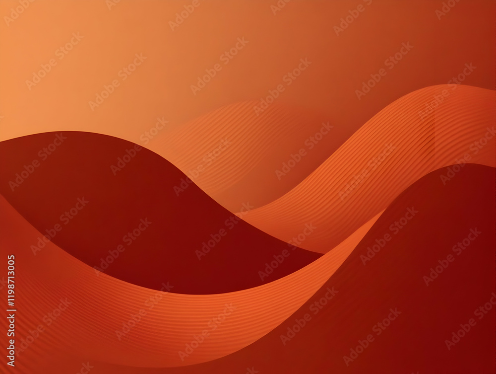 Poster abstract 3d render of flowing orange waves creates a dynamic and modern background.