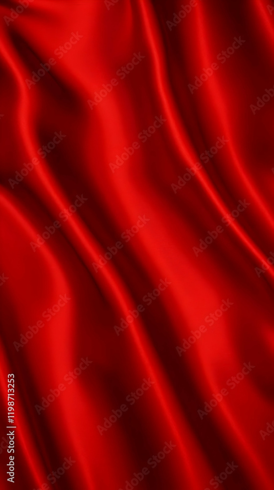 Poster smooth red silk fabric flows elegantly with soft light and shadow