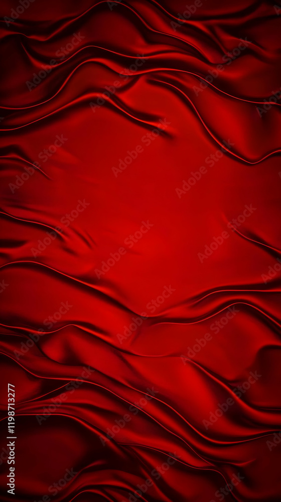 Poster luxurious red satin fabric flows elegantly, creating a smooth and radiant background texture for des